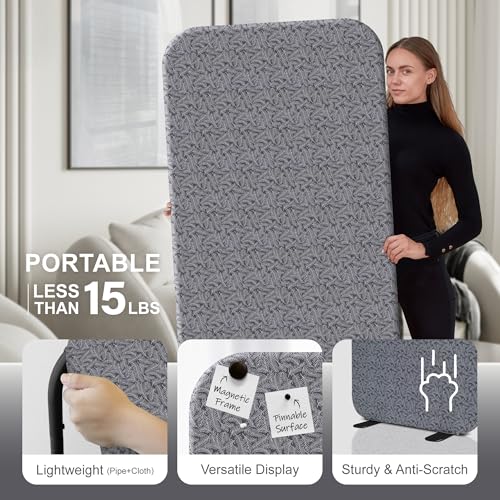 DECOLAB Free Standing Room Dividers, Fabric Room Separation Panels for Bedroom, Dressing Room, Home, Office, Restaurant, Scratch Resistance, 29"x65", Frost DECOLAB