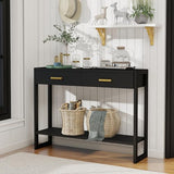 Edospaen Solid Wood Console Table with Storage Entryway Table with 2 Drawers Shelf & Reinforced Legs Edospaen