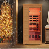 Rotihom 1-2 Person 6.3Ft Infrared Sauna, 7 Color Full Spectrum Wood Dry Sauna. Canadian Hemlock Indoor Saunas with 1745W 20Min Fast Heating & Music Speakers for Home & Gym (40" Lx36 Wx76 H) Rotihom