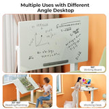 Liftsync 35inch Glass Standing Desk，90° Tiltable Mobile Rising Desk Height Adjustable，Whole Piece Rolling Drafting/DrawingTable with Wheels，Foldable Small Laptop Art Desk，White Liftsync