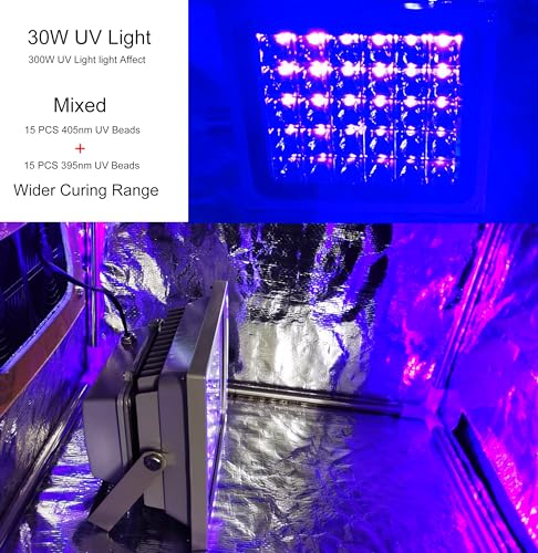 FUNGDO 395nm/405nm Mixed UV Light 300W Light Affect with Spotlight Cub for Curing UV Resin 3D Printing Resin Make DIY Curing Station of LCD/DLP/SLA 3D Printer - WoodArtSupply