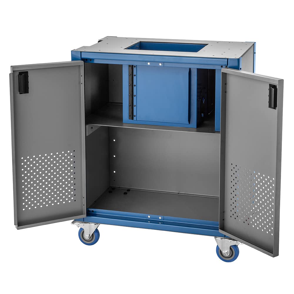 ROCKLER Steel Router Table Cabinet w/Router Dust Collection Box, Swivel Casters, Dual Dust Port & More - Steel Cabinet Holds Router Accessories, ROCKLER