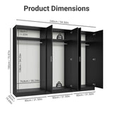 Madesa 6 Doors Storage Cabinet with Ample Shelves Space 94" L Utility Armoire Closet Entryway and Bedroom Organization Unit - Black Madesa