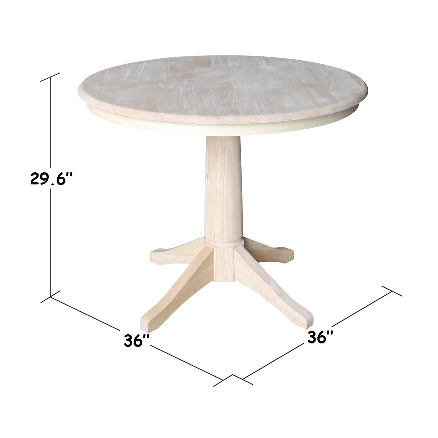 International Concepts 36" Round Top Pedestal Table-28.9" H, Unfinished - WoodArtSupply