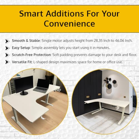 Standing Desk - 63 x 24 Inch L Shaped Electric Height Adjustable Desk - Ergonomic Left Corner Work Station Setup for Home Office, Gaming, Sit Stand, Large L Shaped Wooden Table for PC Computer, Laptop ThriveHive