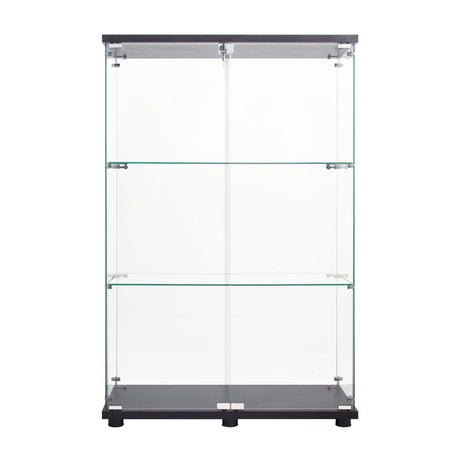 Zacis Modern 3 Shelf Glass Display Cabinet with 2 Doors, Clear Curio Cabinet Collection Display Case, Floor Standing Glass Bookshelf for Living Room Bedroom Home Office 32" W x 14.5" D x 50" H Zacis
