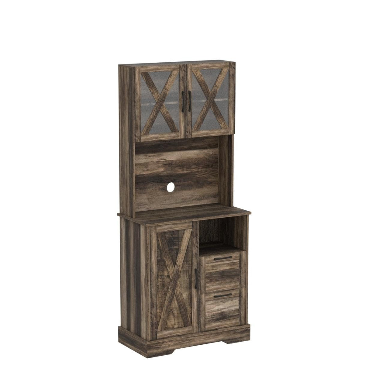 Lomojo Kitchen Storage Cabinet,71" Pantry Cabinet,Coffee Hunth Freestanding Cabinet,Farmhouse Tall Kitchen Cabinet Organizers and Storage with Doors & Adjustable Shelves Rustic Brown Lomojo