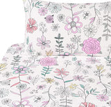 J-pinno Painting Flower Plant Cute Cozy Fun Full Sheet Set for Kids Girls Children 100% Cotton Flat Sheet + Fitted Sheet + Pillowcase Bedding Set (Flower, Full) J-pinno