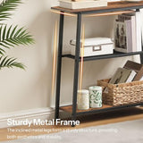 HOOBRO Narrow Console Table, 3-Tier Small Entryway Table with Storage Shelves, Behind Couch Sofa Table, Hallway Table for Entryway, Foyer, Hallway, Living Room, Rustic Brown and Black BF62XG01 HOOBRO