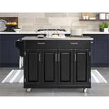 Pemberly Row Traditional Styled Wood Kitchen Cart in Black Finish Pemberly Row