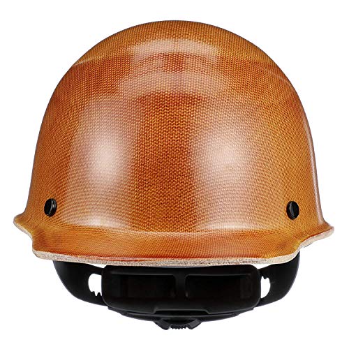 MSA 475395 Skullgard Cap Style Safety Hard Hat with Fas-Trac III Ratchet Suspension | Non-slotted Cap, Made of Phenolic Resin, Radiant Heat Loads up to 350F - Standard Size in Natural Tan - WoodArtSupply