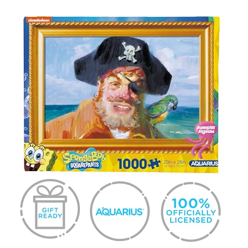 AQUARIUS Spongebob Painty The Pirate 1000pc Puzzle (1000 Piece Jigsaw Puzzle) - Glare Free - Precision Fit - Officially Licensed SongeBob SqaurePants Merchandise & Collectibles -22x28 Inches AQUARIUS