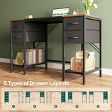 Huuger 47 Inch Computer Desk with 4 Drawers, Office Desk with Mesh Shelf, Gaming Desk, Large Storage, Writing Desk Work Desk for Home Office, Study, Bedroom, Work from Home, Rustic Brown and Black Huuger