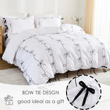 Black White Duvet Cover Set Black Bow Tie Bedding Set Super Soft Breathable Microfiber Bowknot Butterfly Tie Aesthetic Bedding Romantic French Twin Duvet Cover for All Season Chumerry