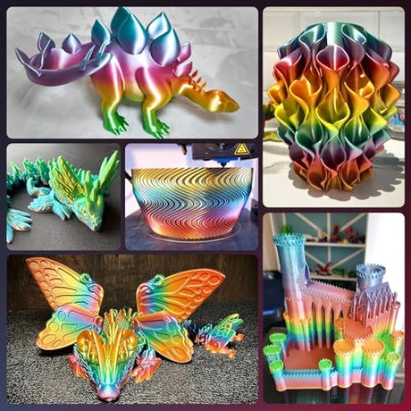 JAYO 3D Printer Filament Bundle, PLA Silk Filament Bundle Multicolor, Shiny Silk PLA Filament 1.75mm, Fast Color Change Rainbow, 250g Spool, 8 Rolls, 2kg in Total JAYO