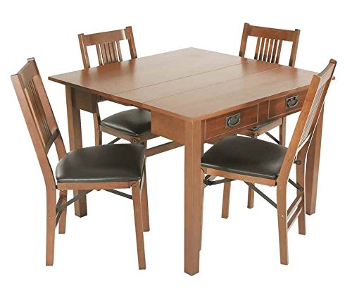 MECO Stakmore Traditional Expanding Table, Fruitwood Frame, 20 in x 40 in x 30.3 in MECO