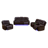 3+2+1 PU Leather Power Sectional Sofa Set, Living Room Furniture, Reclining Couch, Loveseat, Chair with LED Lights/USB Ports/Storage Console/Cup Holders/Wireless Chargers/Coffee Table for RV Theater NicBex