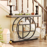 Little Tree Console Table, 4-Tier Entryway Table Behind Couch Table, 41.3-Inch Farmhouse Sofa Table for Living Room, Foyer Hallway Table for Entrance, Grey and Black LITTLE TREE