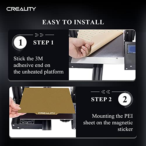 Creality Official PEI Plate with Adhesive for Creality Ender 3/Ender 3 Pro/Ender 3 V2/Ender 3 S1/Ender 3 S1 pro/Ender 3 neo/Ender 3 v2 neo/Ender 5/Ender 5 Pro and All 265*250*8mm, Size 3D Pri - WoodArtSupply