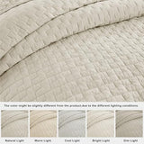 palassio Beige 100% Cotton Quilt Queen Size Bedding Sets with 2 Pillow Shams, Textured Lightweight Soft Bedspread Shabby Chic Coverlet, Neutral Quilted Comforter Bed Cover for All Season, 3 Pieces palassio