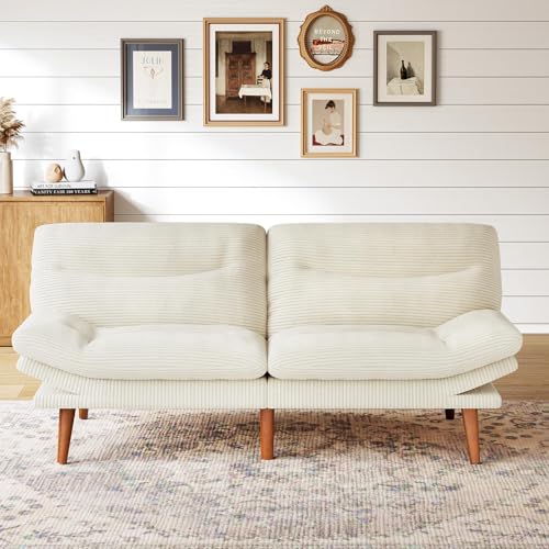 Marsail 75" Futon Sofa Bed, Beige Marsail