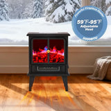 DUMOS 19” Freestanding Electric Fireplace Heater, Electric Fireplace Stove with Adjustable 3D Flame Effect, Stove with Safety Features & Easy Control, Small Corner Heater for Home Office, Inky DUMOS