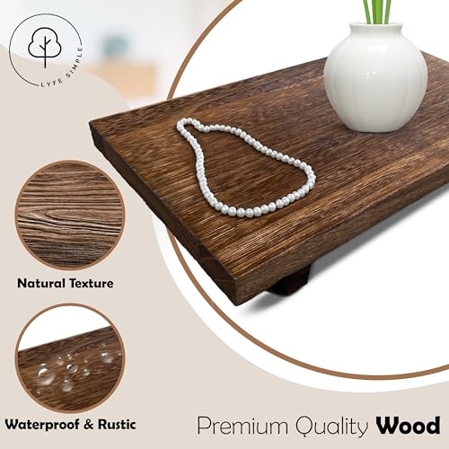 Lyfe Simple Wood Riser for Decor - Rustic Pedestal Stand - Handmade Small Wood Tray - Soap Tray for Kitchen Sink, Dish Soap Tray, Wood Tray for Bathroom, Wooden Stand for Display (Brown, 12 x 7 Inch)