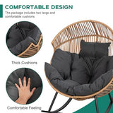 Shintenchi Wicker Egg Chair,Oversized Outdoor Indoor Rocking Chair,Large PE Rattan Rocking Chair with Cushion for Patio, Balcony, Backyard, Garden,Deep Grey Shintenchi