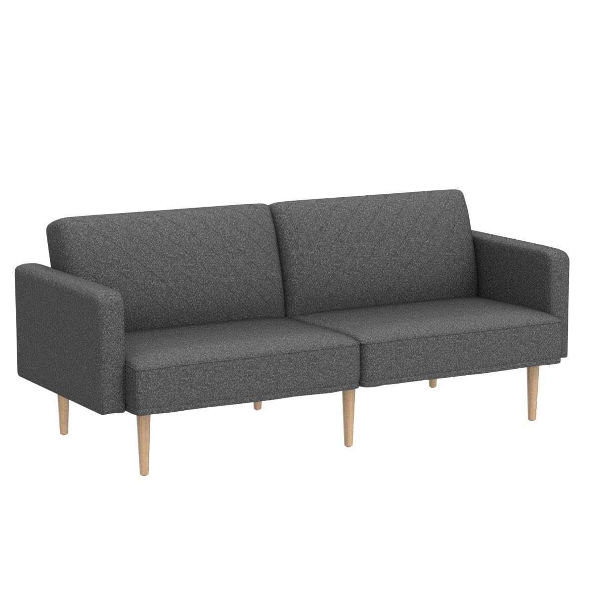 mopio Futon Sofa Bed, Couch, Small Sofa, Sleeper Sofa, Loveseat, Mid Century Modern Futon Couch, Sofa Cama, Couches for Living Room (Dark Gray Fabric) - WoodArtSupply