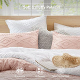 Comfort Spaces Comforter for Queen Size Bed, Geometric Diamond Tufted Boho Comforter Set Queen, All Season Lightweight Bedding Set, Matching Sham, Full/Queen Pink 3 Piece Comfort Spaces