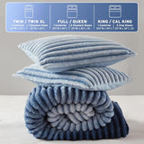 Intelligent Design Queen Comforter Set, Plush Bedding, Microfiber Reverse, 3 Piece, Lightweight, Super Soft Ribbed Velvet Comforter 2 Shams, All Season Fluffy Bed Set, Avril, Full/Queen Blue Ombre Intelligent Design