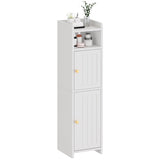 BEWISHOME Small Bathroom Cabinet ，Bathroom Storage Cabinet with Adjustable Shelves & 2 Doors，Narrow Toilet Paper Cabinets,7.9 x 7.9 x 31.5 Inches, for Small Spaces, White YYG03W BEWISHOME