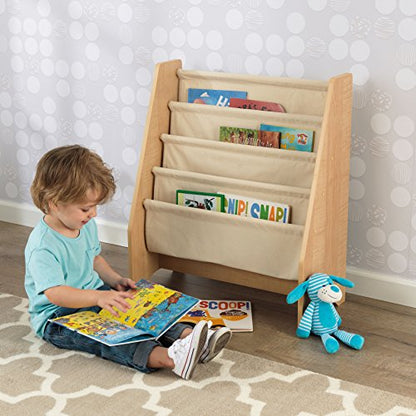 KidKraft Wood and Canvas Sling Bookshelf Furniture for Kids – Natural, Gift for Ages 3+ - WoodArtSupply