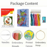 Zhenqing Fox Cross Stitch Kit for Beginners, 11CT Printed 20x20cm with 16cm Hoop, Cute Animal Embroidery Set(70736)