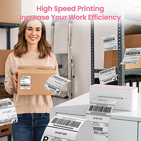 Phomemo Bluetooth Thermal Label Printer, 241BT 4X6 Wireless Shipping Label Printer for Small Business, Pink Labels Printers for Shipping Package, Compatible with iPhone, Android, Shopify, Amazon, USPS Phomemo
