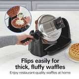 Hamilton Beach Belgian Waffle Maker with Removable PFAS-Free Durathon Nonstick Coated Plates, Easy Flip, Ceramic Grids, Black (26031) Hamilton Beach