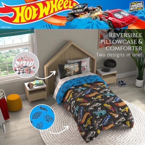Hot Wheels Kids Bedding Super Soft Comforter and Sheet Set with Sham, 5 Piece Twin Size, (Officially Licensed Product) by Franco Franco