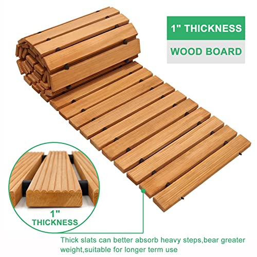 TONAHUTU 8FT Wooden Garden Pathway，Roll Out Wooden Pathway Weather-Resistant Walkway for Outdoor Patios 17" W Roll Out Hardwood Walkway with Non-Slip TONAHUTU