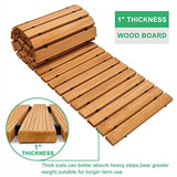 TONAHUTU 8FT Wooden Garden Pathway，Roll Out Wooden Pathway Weather-Resistant Walkway for Outdoor Patios 17" W Roll Out Hardwood Walkway with Non-Slip TONAHUTU