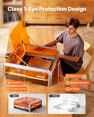 VEVOR Laser Engraver, 20W, Laser Engraving and Cutting Machine with Enclosure Camera, Laser Cutter, 15.7 x 15.7 in Working Area, 30000 mm/min, for Wood, Leather, Glass, Paper, Certain Metal, Class 1 VEVOR