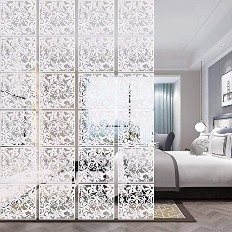 12+4PCS KEIBIKEIDI Hanging Room Divider Screens Made of Environmentally PVC, Simple and Modern White Hanging Panel Screen for Decoration Home, Livingroom,Bedroom, Kitchen, Dining Room,Hotel and Bar KEIBIKEIDI