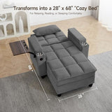 Oversized Recliner Chair with Swivel Tray Table, Modern Tufted Linen Fabric Single Sofa with Cup Holders & USB Port, 660 LBS Heavy Duty Reclining Chair for Living Room, Home Theater & Bedroom (41.7'')