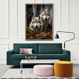 Zariocy 5D Diamond Art Kits for Adults Two Wolf, DIY Diamond Painting Art Animals Round Full Drill Crystal Diamond Embroidery Paintings Arts Craft for Home Office Wall Decor 12x16 inch Zariocy