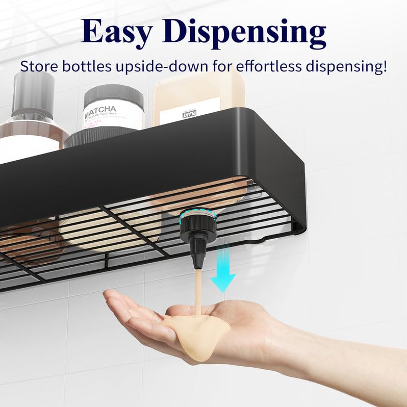 Kitsure Shower Caddy - 2 Pack Rustproof Shower Organizer, Drill-Free & Quick-Dry Shower Shelf for Inside Shower with Large Capacity, Durable Stainless Steel Shower Rack with 4 Hooks, Black Kitsure