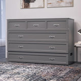 AFI, Northfield Murphy Bed Chest Queen with 6" Mattress, Storage Drawer & Built-in USB Charger, Grey AFI