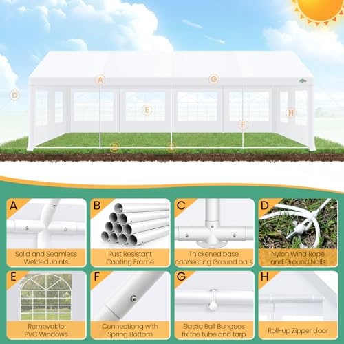 COBIZI 20x30 Outdoor Heavy Duty Party Tent Wedding Canopy with Removable Sidewalls & Storage Bags, Carpas para Fiestas Large Commercial Event Shelter for Patio, Garden UV50+ Waterproof White COBIZI