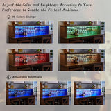 OKD Farmhouse Coffee Bar Cabinet with LED Lights, 55" Sideboard Buffet Table w/Sliding Barn Door & Wine and Glass Rack, Home Liquor Bar w/Storage Shelves for Dining Room,Reclaimed Barnwood OKD