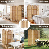 Leesinwing 4 Panels Room Dividers and Hand-Woven Rattan Room Divider Wall, Wood Room Divider Folding Privacy Screens for Home Office Bedroom, Light Brown Leesinwing