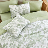 DJY Full Size Comforter Sets, Sage Green 7 Pieces Bed in a Bag Full Botanical Comforters with Sheets Elegant Plants Print Soft Microfiber Reversible Complete Bedding Sets for All Season DJY