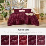 Bedsure Tufted Boho Comforter Set Twin Size - Burgundy Boho Bed Set, GentleSoft™ 2 Pieces Farmhouse Shabby Chic Embroidery Bedding, Gifts for Woman, Soft Jacquard Twin Comforter for All Seasons Bedsure